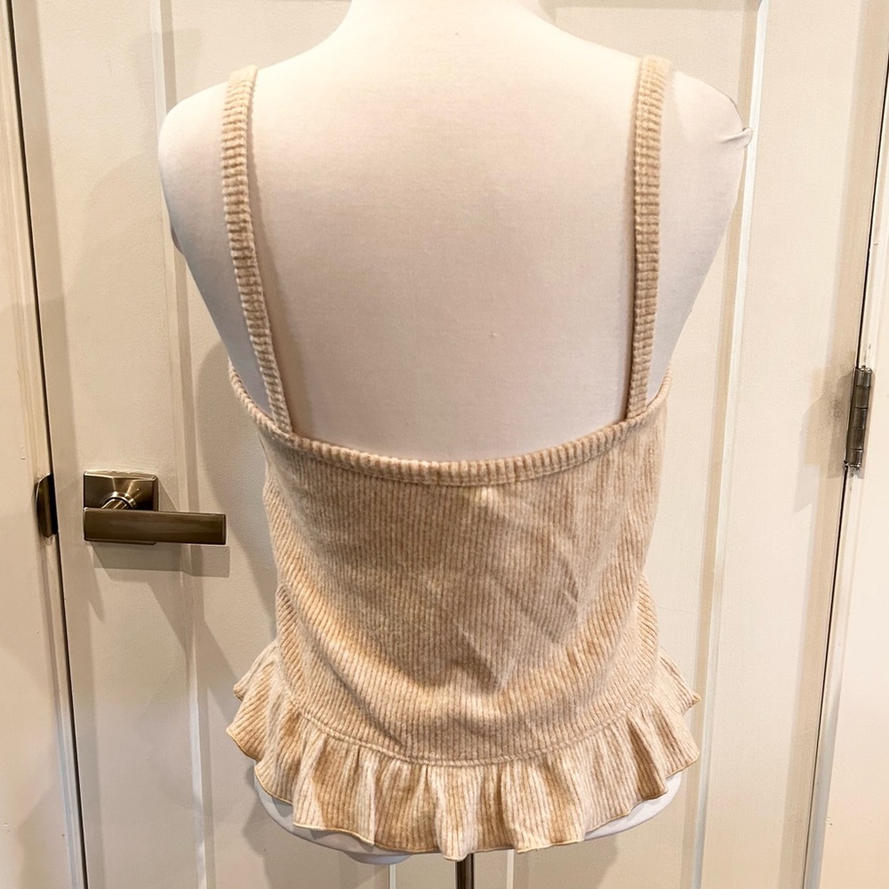 Neutral Ruffle Ribbed Tank - Picture 2 of 3